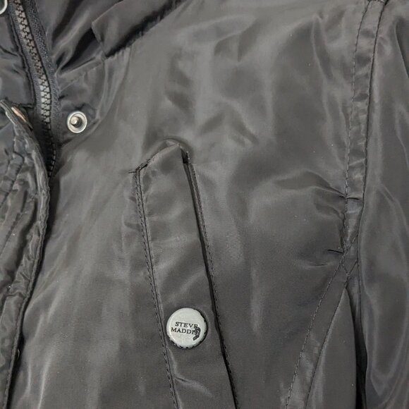 Steve Madden Girl's Winter Coat Size M ( 10-12 ) Black - Picture 3 of 13